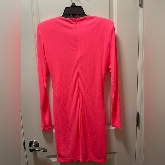 NWT $50R Zara Knotted Front Dress. Neon Pink Size Large - Picture 10 of 11